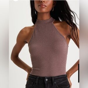 See You Then Brown Ribbed Mock Neck
Sleeveless Bodysuit - Size XL